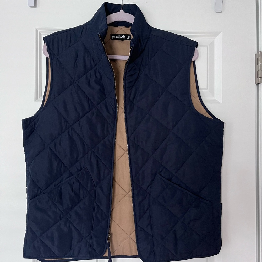 J Crew Blue and Tan Vest